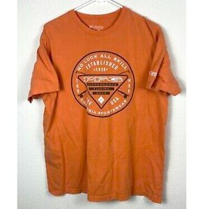 Columbia Sportswear PFG T-Shirt Mens Size XL Orange Shirt No Luck All Skill